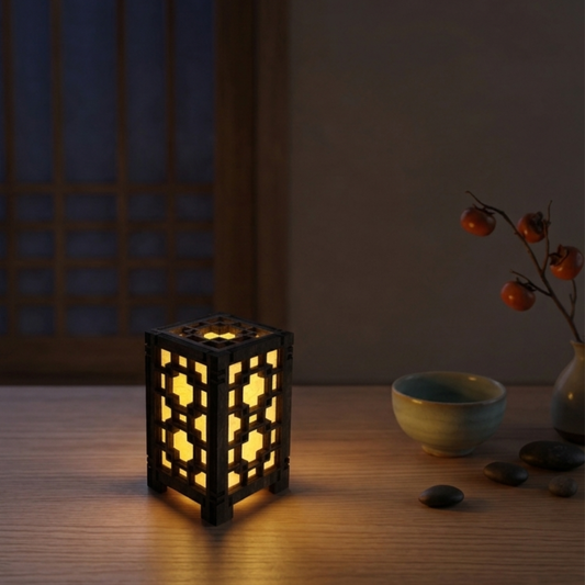 Korean Lantern Wood Lamp - 2.5X2.5X3.5-A