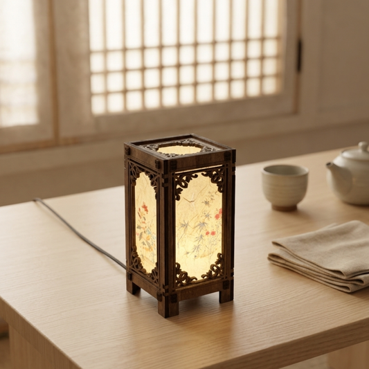 Floral Korean Lantern Lamp - 4x4x8 B