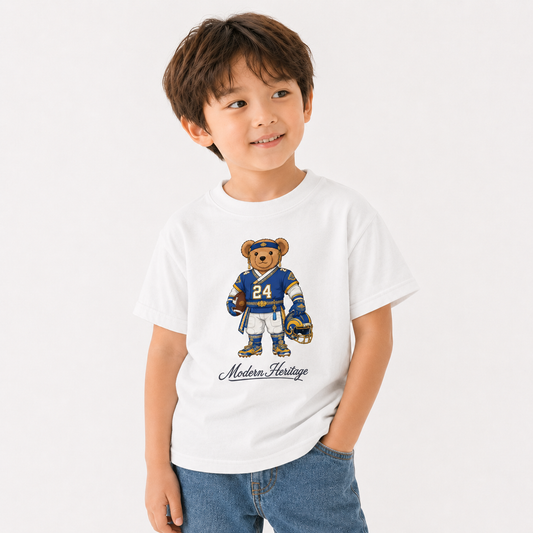 [Youth] LA Rams-Inspired Korean Heritage Teddy Bear Football T-Shirt