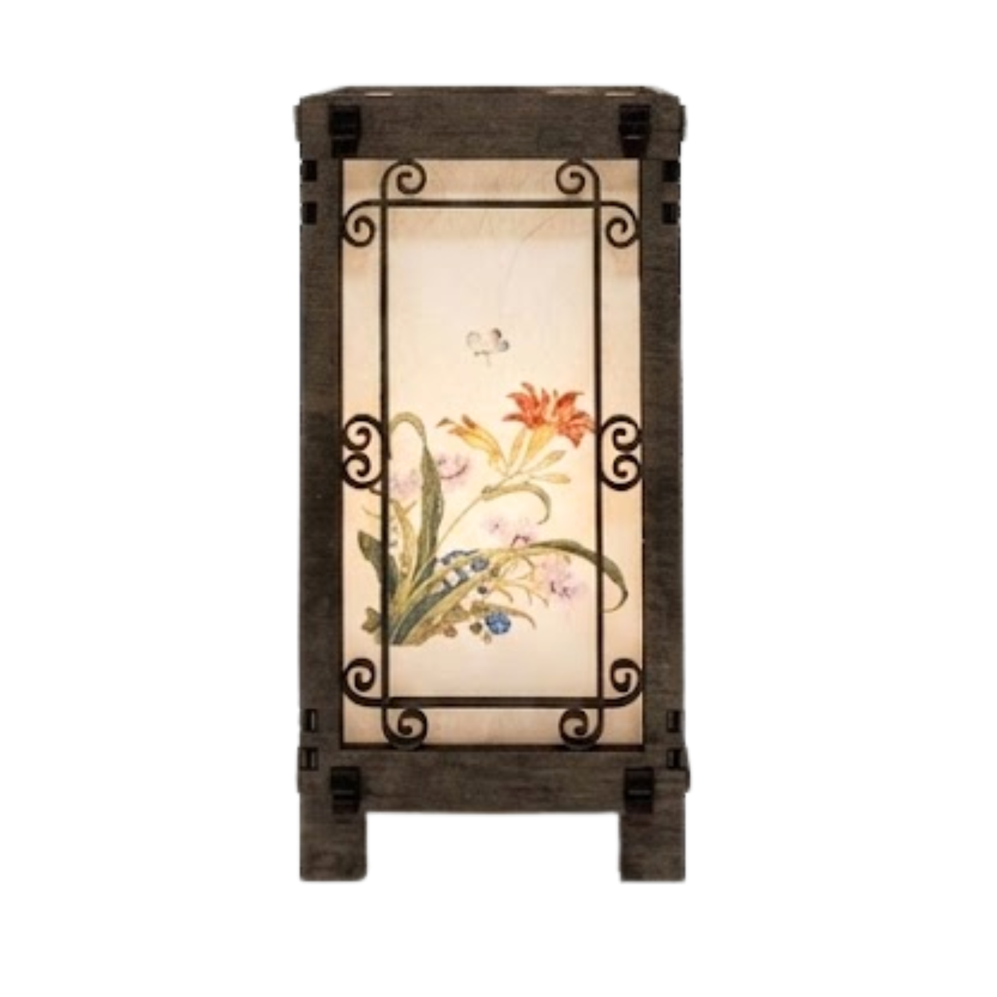 Floral Korean Lantern Lamp - 4x4x8 H