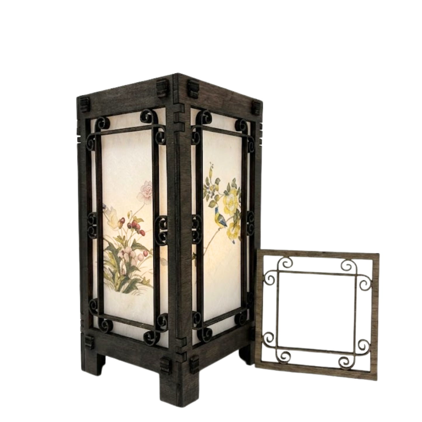 Floral Korean Lantern Lamp - 4x4x8 H