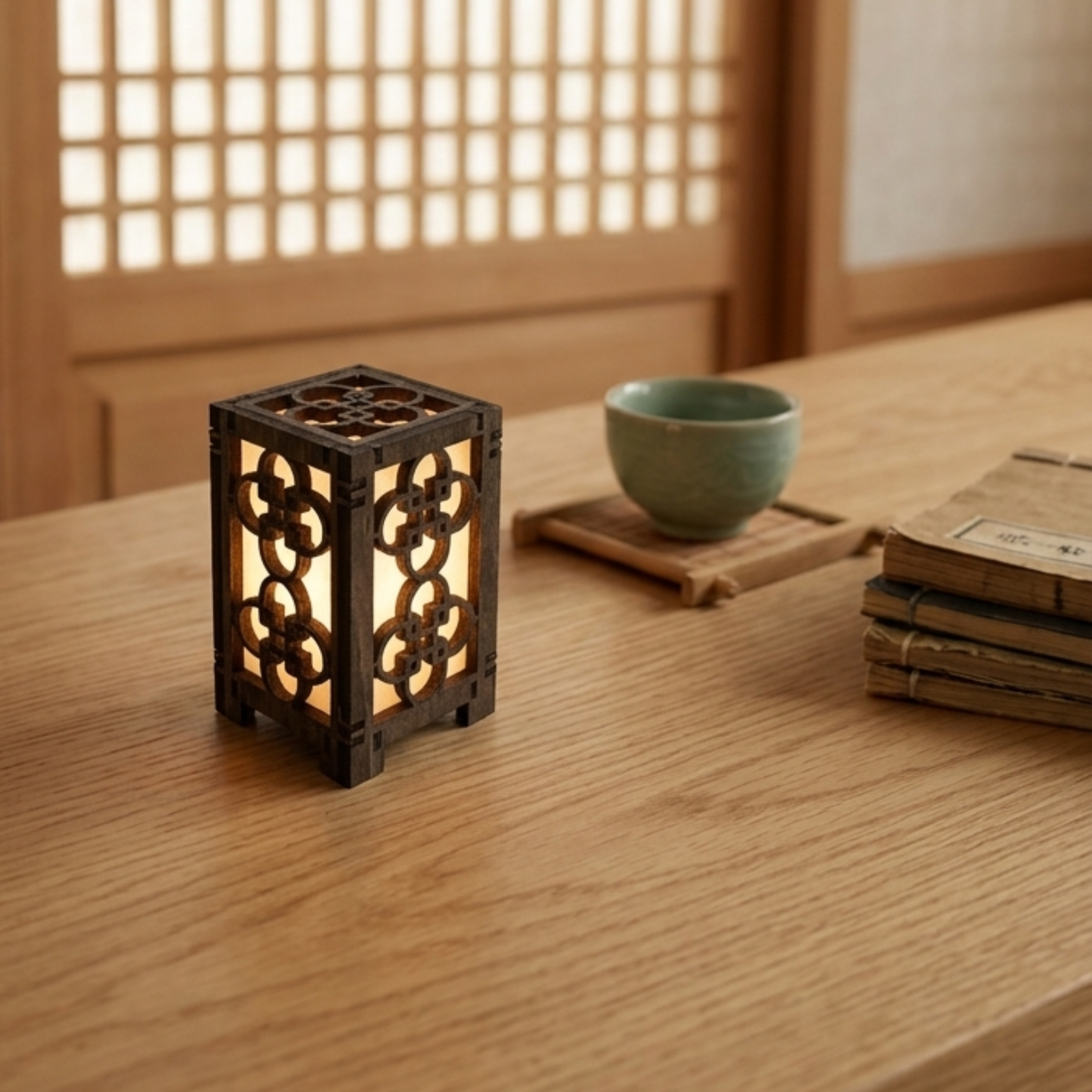 Korean Traditional Wood Lantern - 2.5X2.5X3.5-B