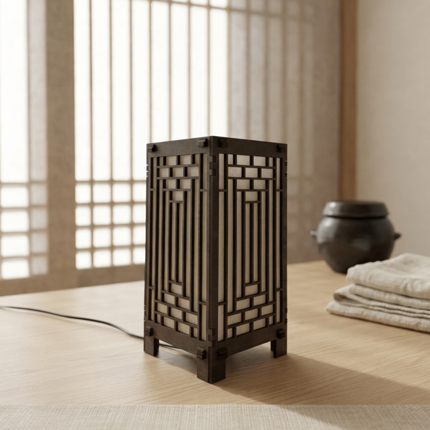 Traditional Korean Wooden Lantern Lamp 5.5x5.5x11 A