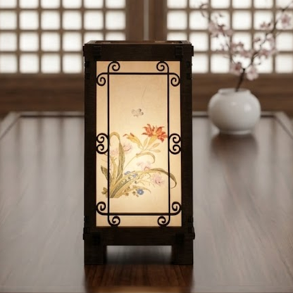 Floral Korean Lantern Lamp - 4x4x8 H