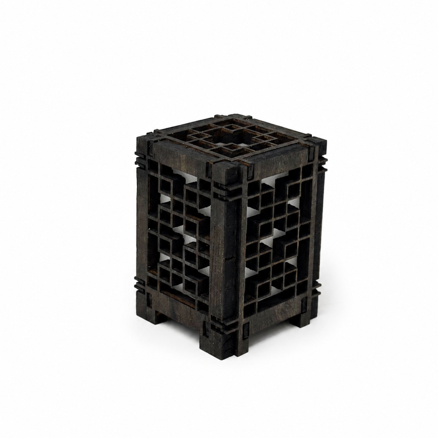 Mini Size Decorative Wooden Lantern Table Lamp - 1.5X1.5X2.5-A3