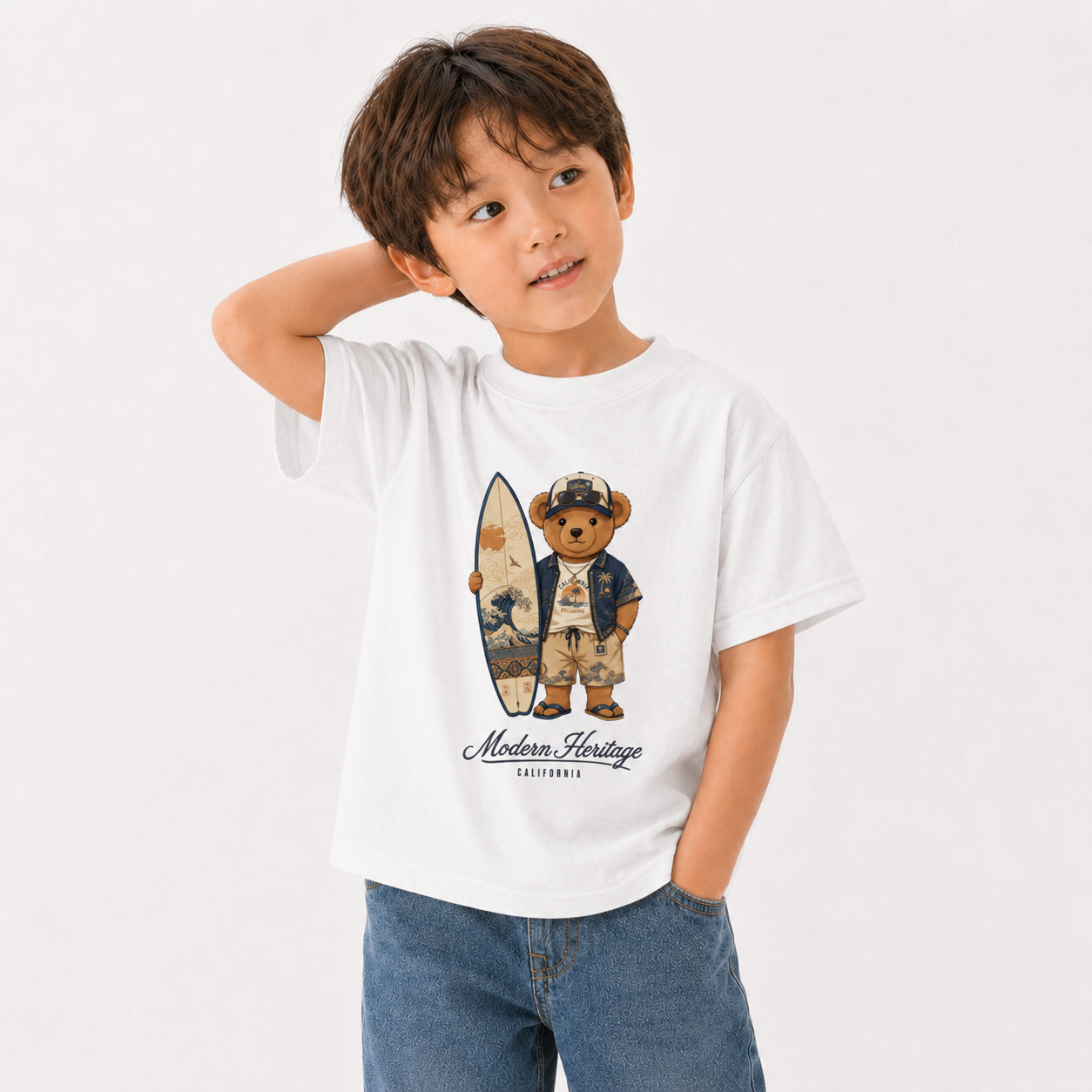 [Youth] California Surf Teddy Bear with Korean Heritage Graphic Tee