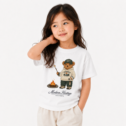 [Youth] California Yosemite Camping Teddy Bear Graphic T-Shirt