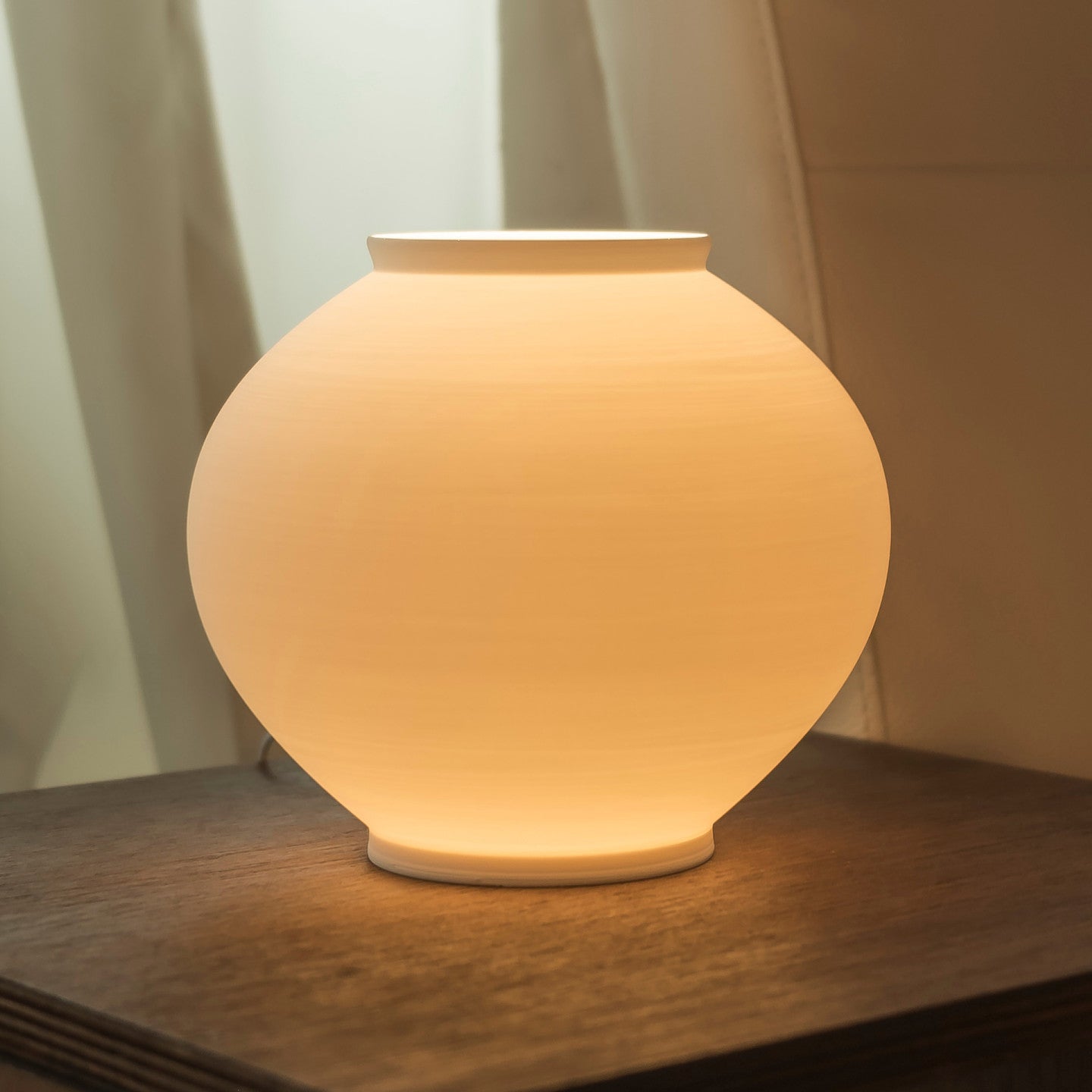 Large Moon Jar LED Ambient Lamp with Flower Holder