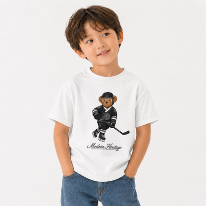 [Youth] LA Kings-Inspired Modern Heritage Teddy Bear Hockey T-Shirt