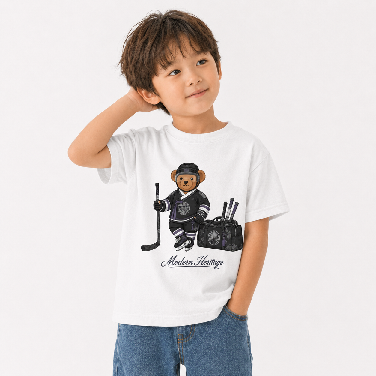 [Youth] Kings-Inspired Korean Heritage Teddy Bear Hockey Graphic Tee